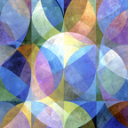 Abstrakte Kunst Mit Ueberlappenden Formen Blau Gruen Lila Gelb | Digital Art | Kunstgattungen