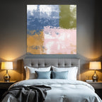 Abstraktes Design Patchwork Verschiedene Farben Blau Gruen Rosa Weiss Braun