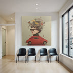 Blumen Butterfliegen Vintage Kamera Frau Rotes Auto Coat