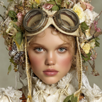 Blumen Hair Accessoire Steampunk Portrait Weichlicht Elegantes Outfit | Digital Art | Kunstgattungen