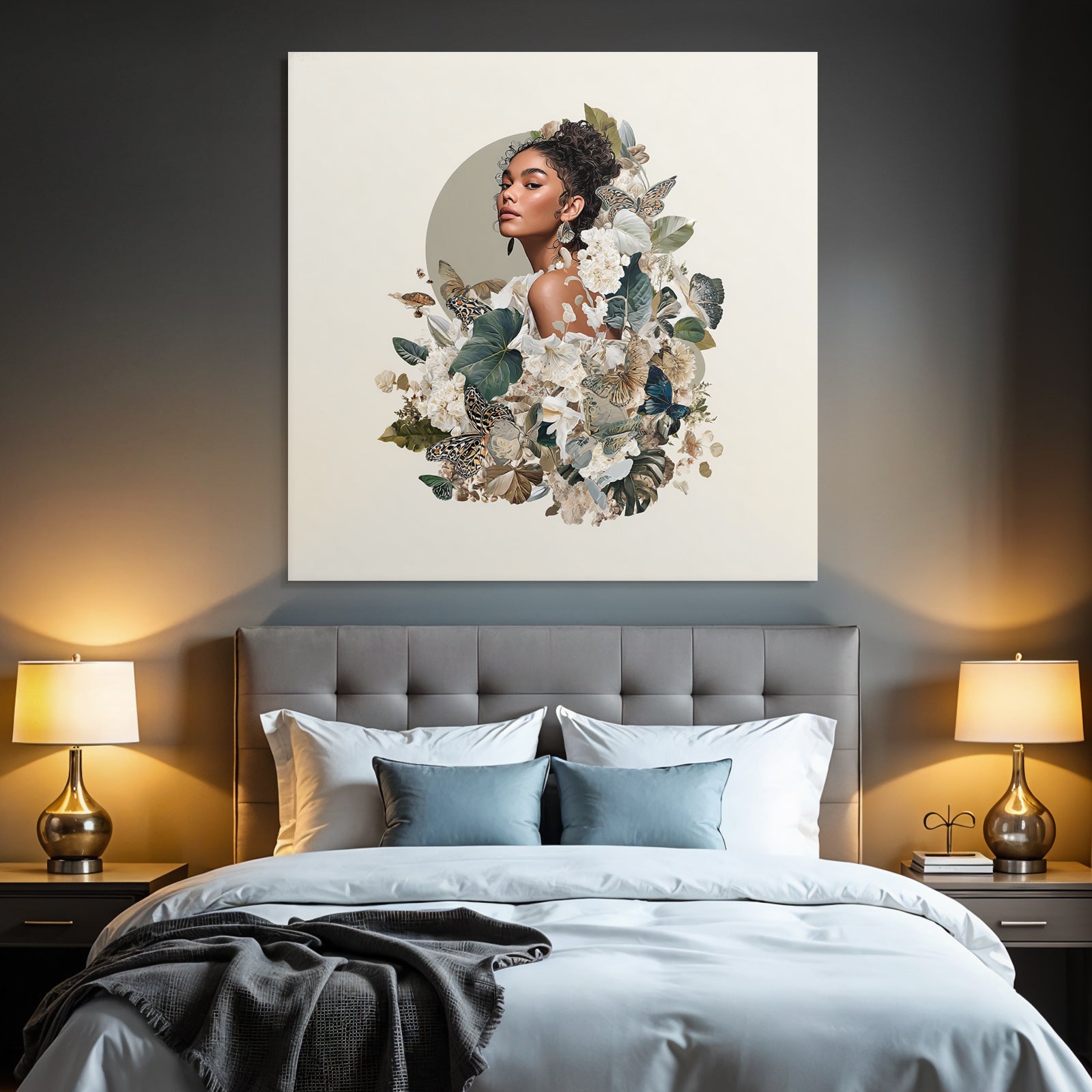 Blumen Und Faultiere Frau In Natur Digitales Kunstwerk