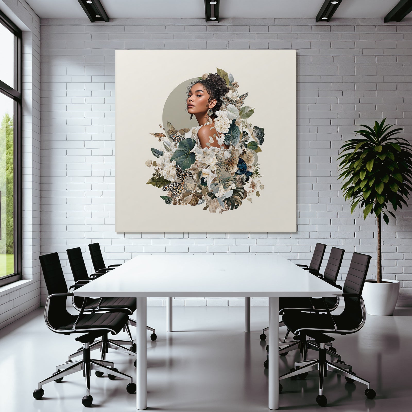 Blumen Und Faultiere Frau In Natur Digitales Kunstwerk