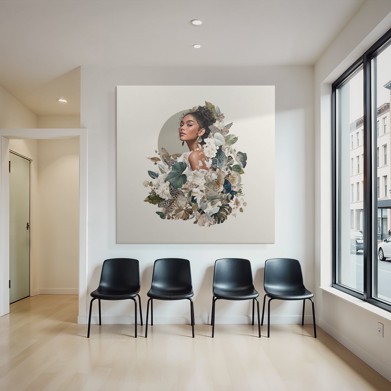 Blumen Und Faultiere Frau In Natur Digitales Kunstwerk