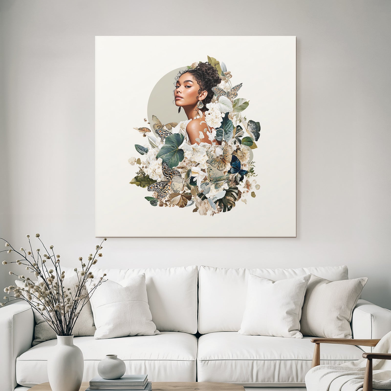 Blumen Und Faultiere Frau In Natur Digitales Kunstwerk