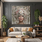 Blumenkopf Frau Mit Butterflies Digitale Kunst