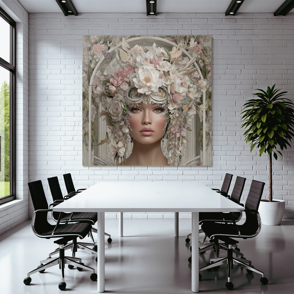 Blumenkopf Frau Mit Butterflies Digitale Kunst