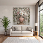 Blumenkopf Frau Mit Butterflies Digitale Kunst