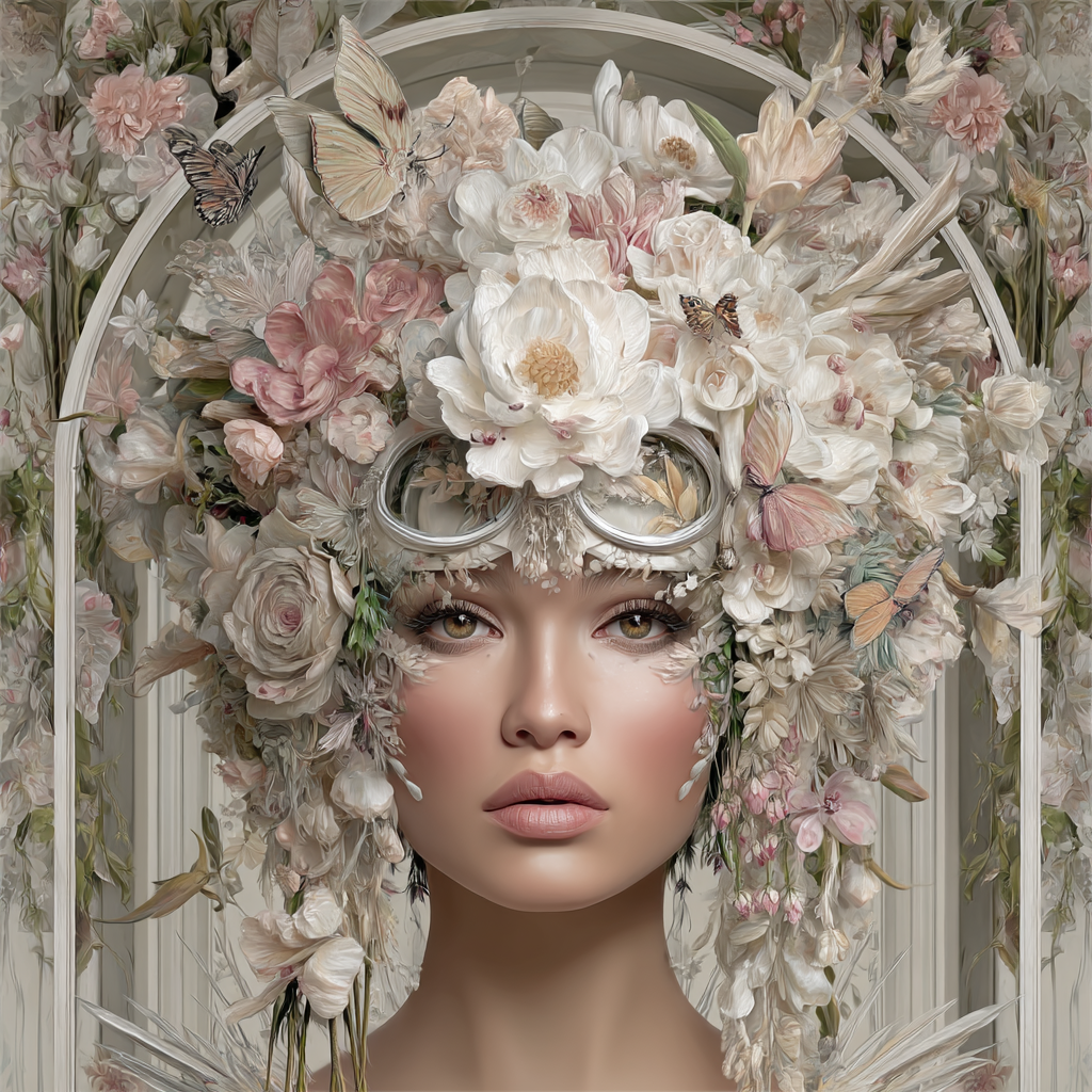 Blumenkopf Frau Mit Butterflies Digitale Kunst | Digital Art | Kunstgattungen