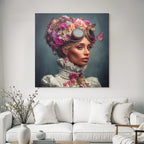 Blumenkranz Portrait Mit Brille Und Butterflies