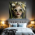 Blumiger Kopfputz Mit Goggles Kreativer Ausdruck