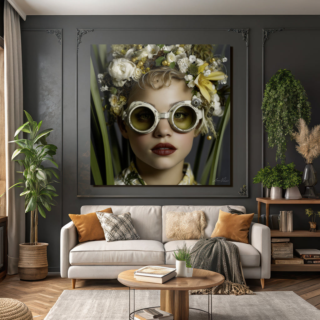 Blumiger Kopfputz Mit Goggles Kreativer Ausdruck