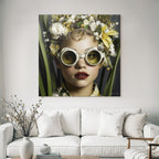Blumiger Kopfputz Mit Goggles Kreativer Ausdruck