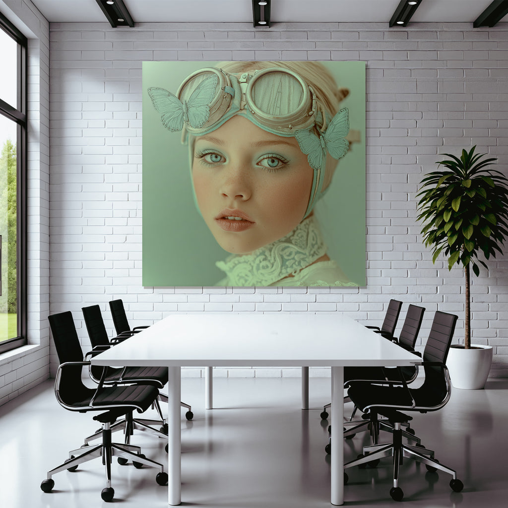 Fantasy Portrait Mit Butterfly Goggles Und Zarten Farben