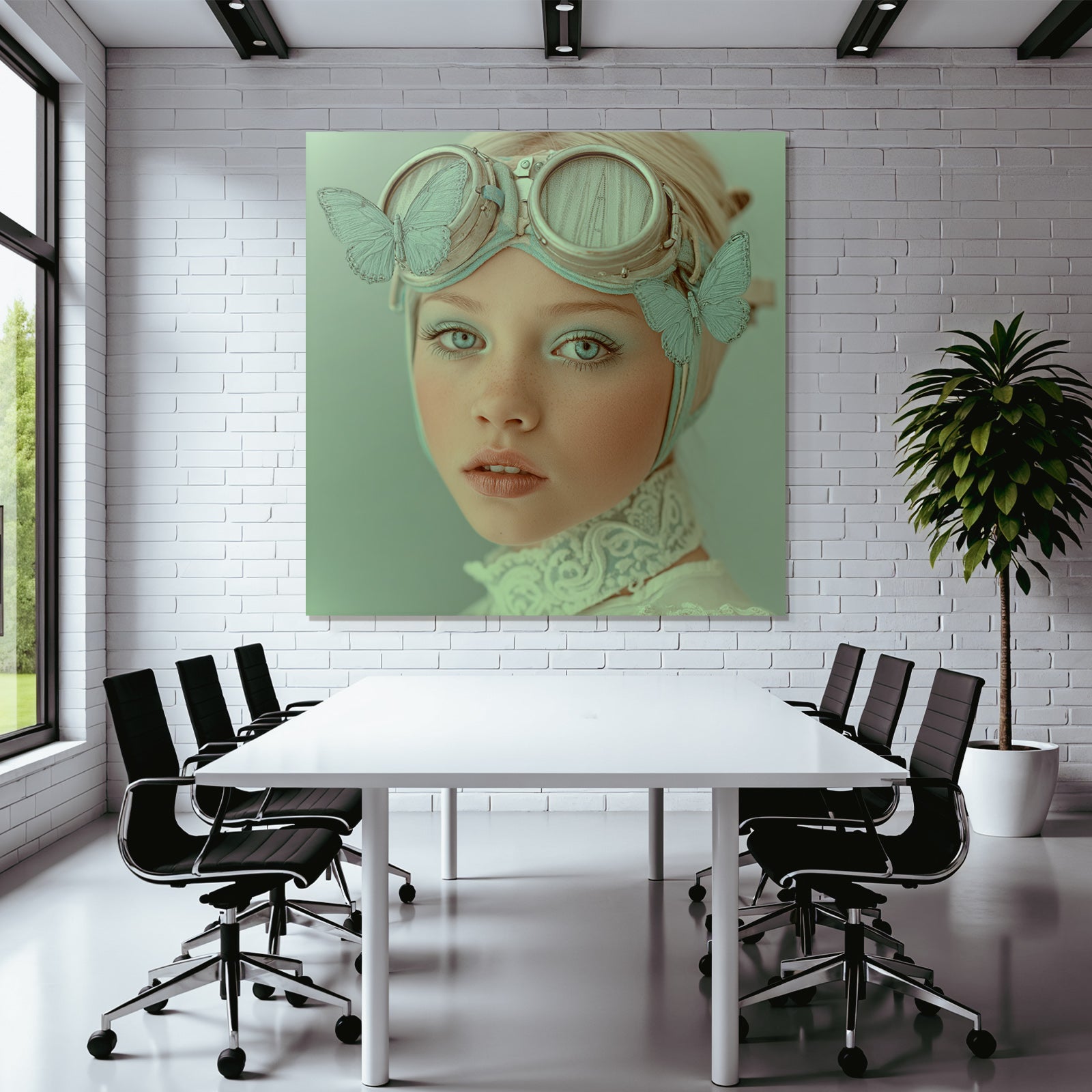 Fantasy Portrait Mit Butterfly Goggles Und Zarten Farben