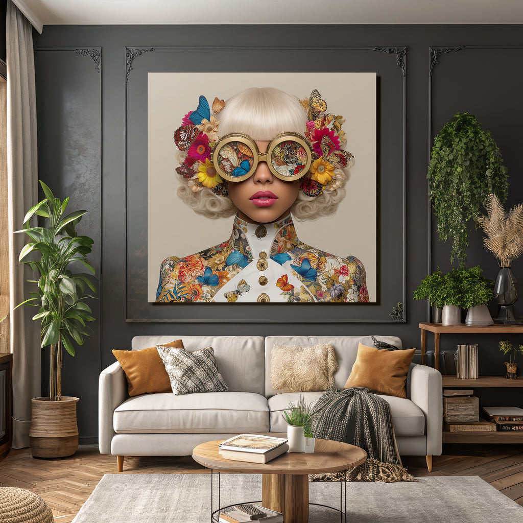 Fashion Forward Individual Mit Blumen Und Butterflies