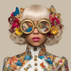 Fashion Forward Individual Mit Blumen Und Butterflies | Digital Art | Kunstgattungen