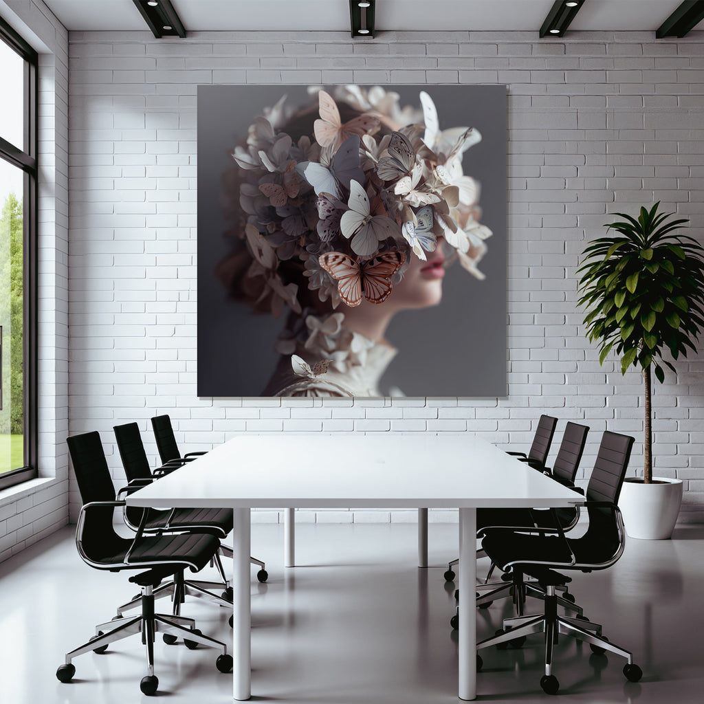 Figur Mit Blumen Und Faltern Headdress Traeumend Natur Transformation