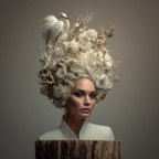 Frau Mit Blumen Haarstil Natur Und Vogel Elegante Aesthetik | Digital Art | Kunstgattungen