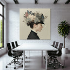 Frau Mit Blumen Und Schmetterlingen Im Hut
