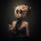 Frau Mit Blumen Und Schmetterlingen Im Vintage Steampunk Stil | Digital Art | Kunstgattungen