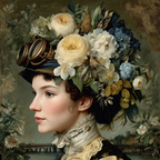 Frau Mit Vintage Steampunk Aesthetik Blumenkranz Und Goggles Szenenlandschaft | Digital Art | Kunstgattungen