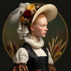 Junges Fraulein Traditionelle Kleidung Mit Hut Blumen Und Federn | Digital Art | Kunstgattungen