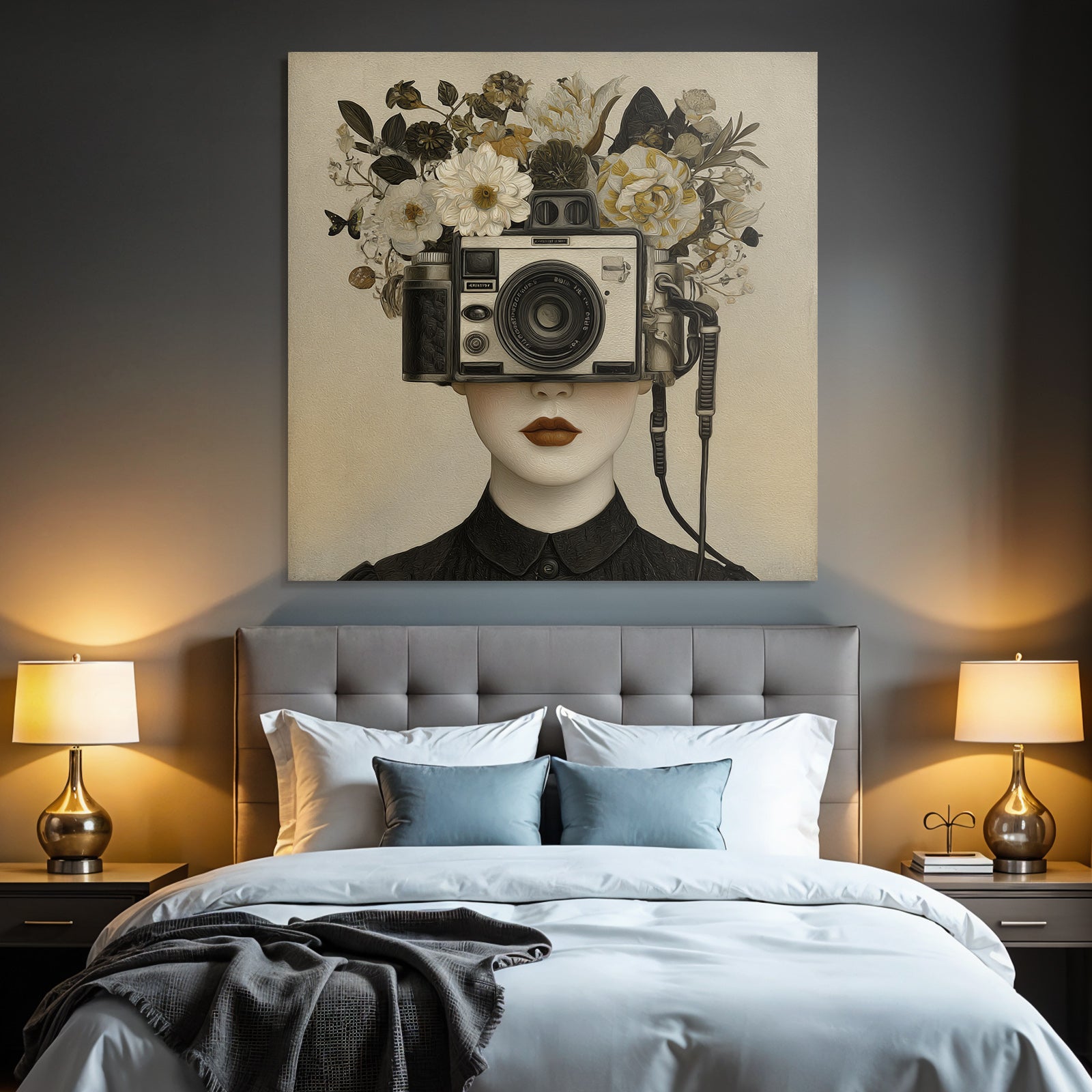 Kamera Kopf Mit Blumen Kreativitaet Natur Surrealismus