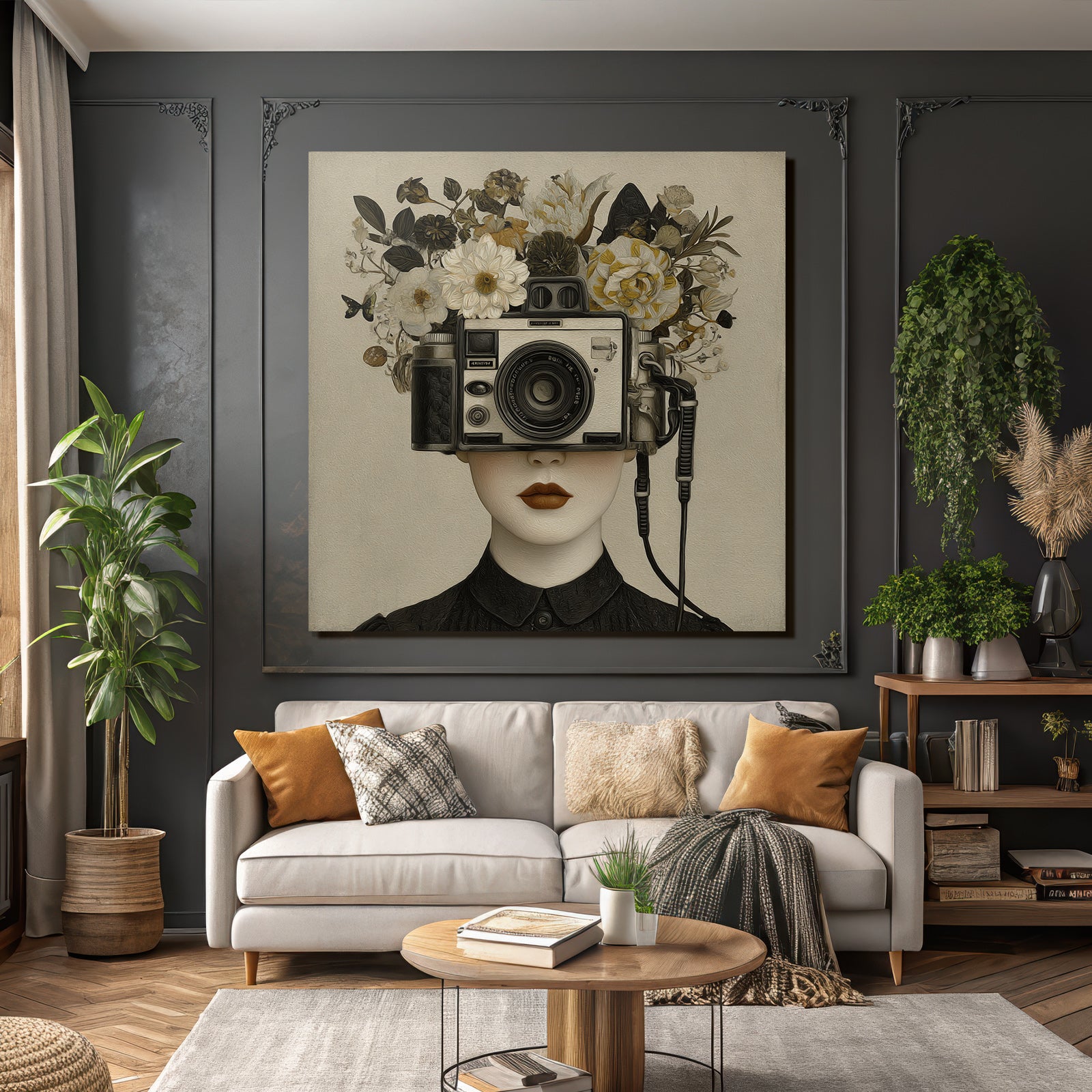 Kamera Kopf Mit Blumen Kreativitaet Natur Surrealismus