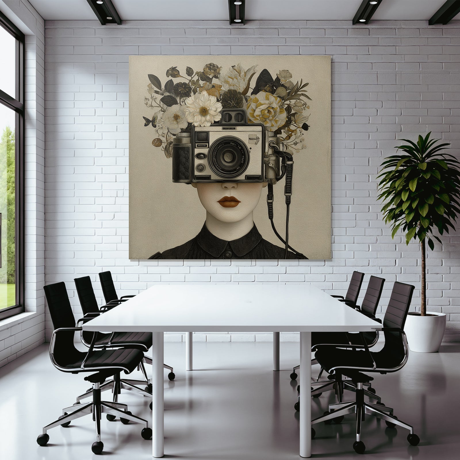 Kamera Kopf Mit Blumen Kreativitaet Natur Surrealismus