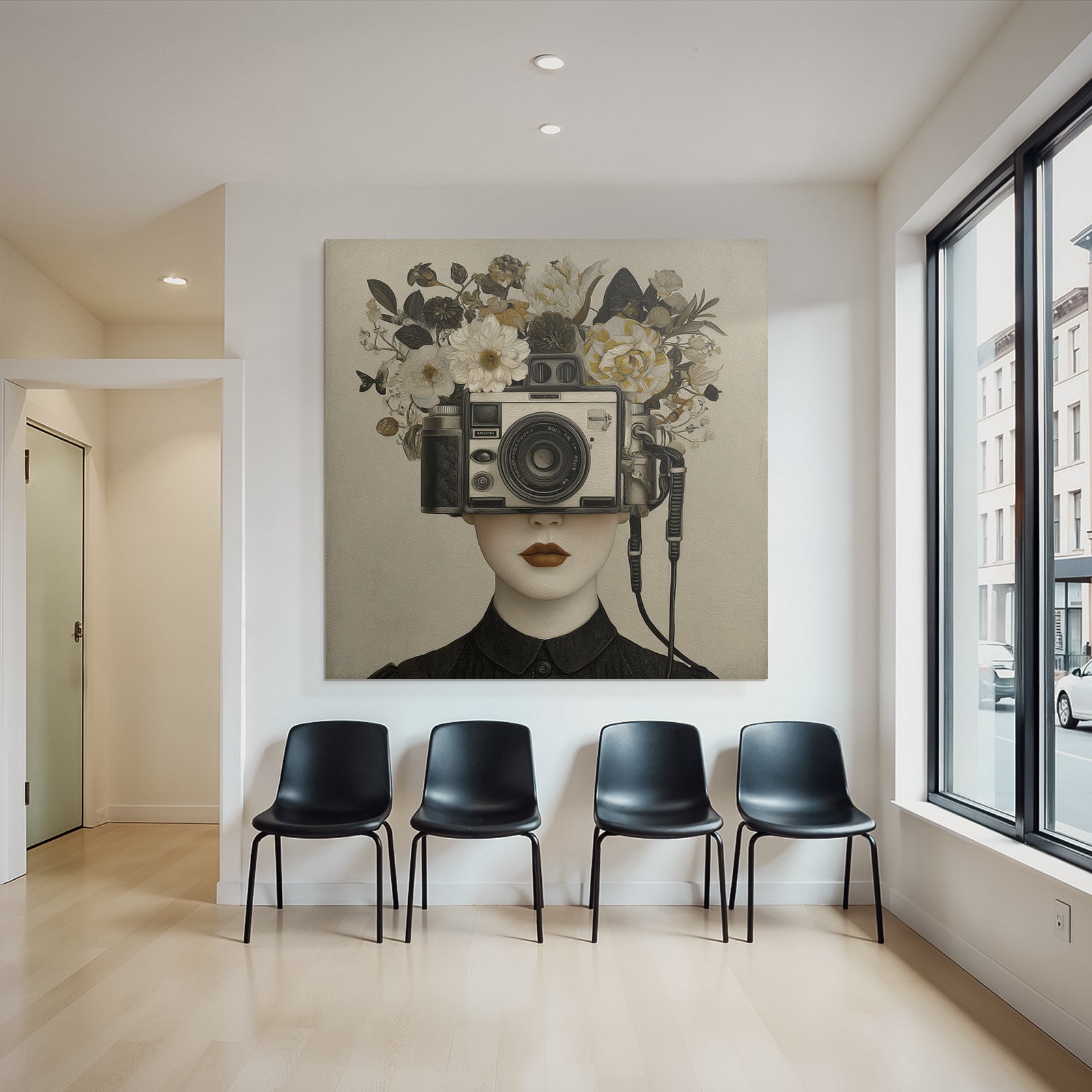 Kamera Kopf Mit Blumen Kreativitaet Natur Surrealismus