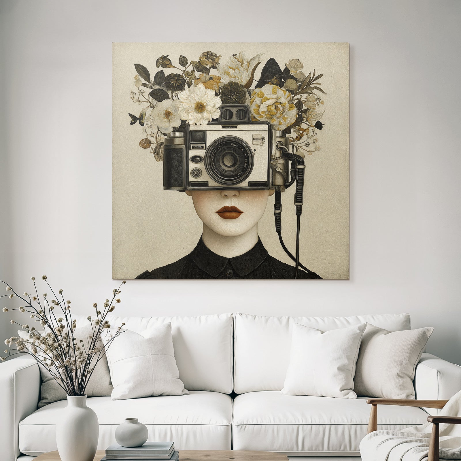 Kamera Kopf Mit Blumen Kreativitaet Natur Surrealismus