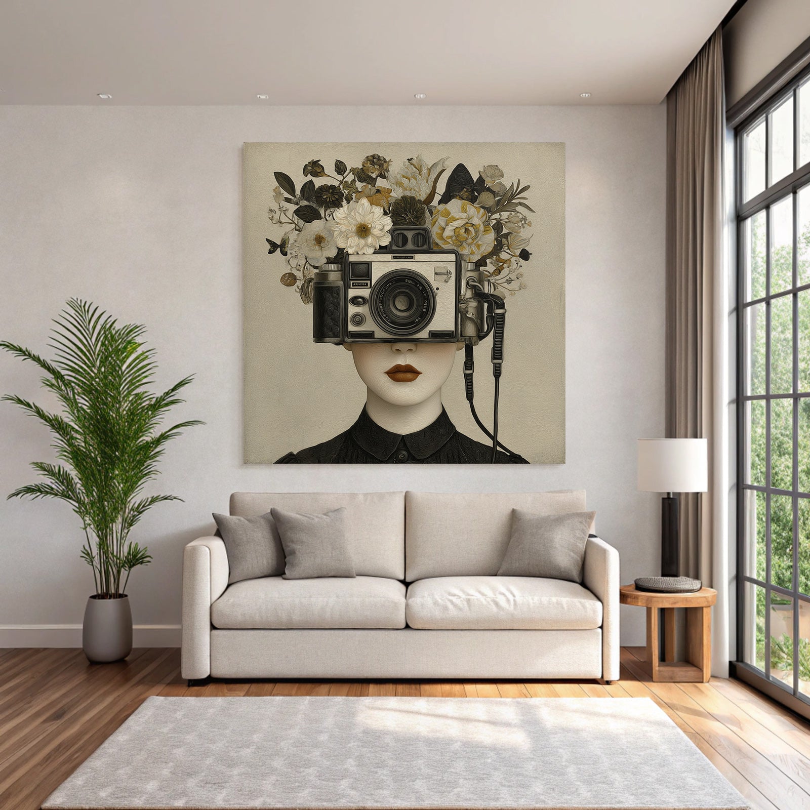 Kamera Kopf Mit Blumen Kreativitaet Natur Surrealismus