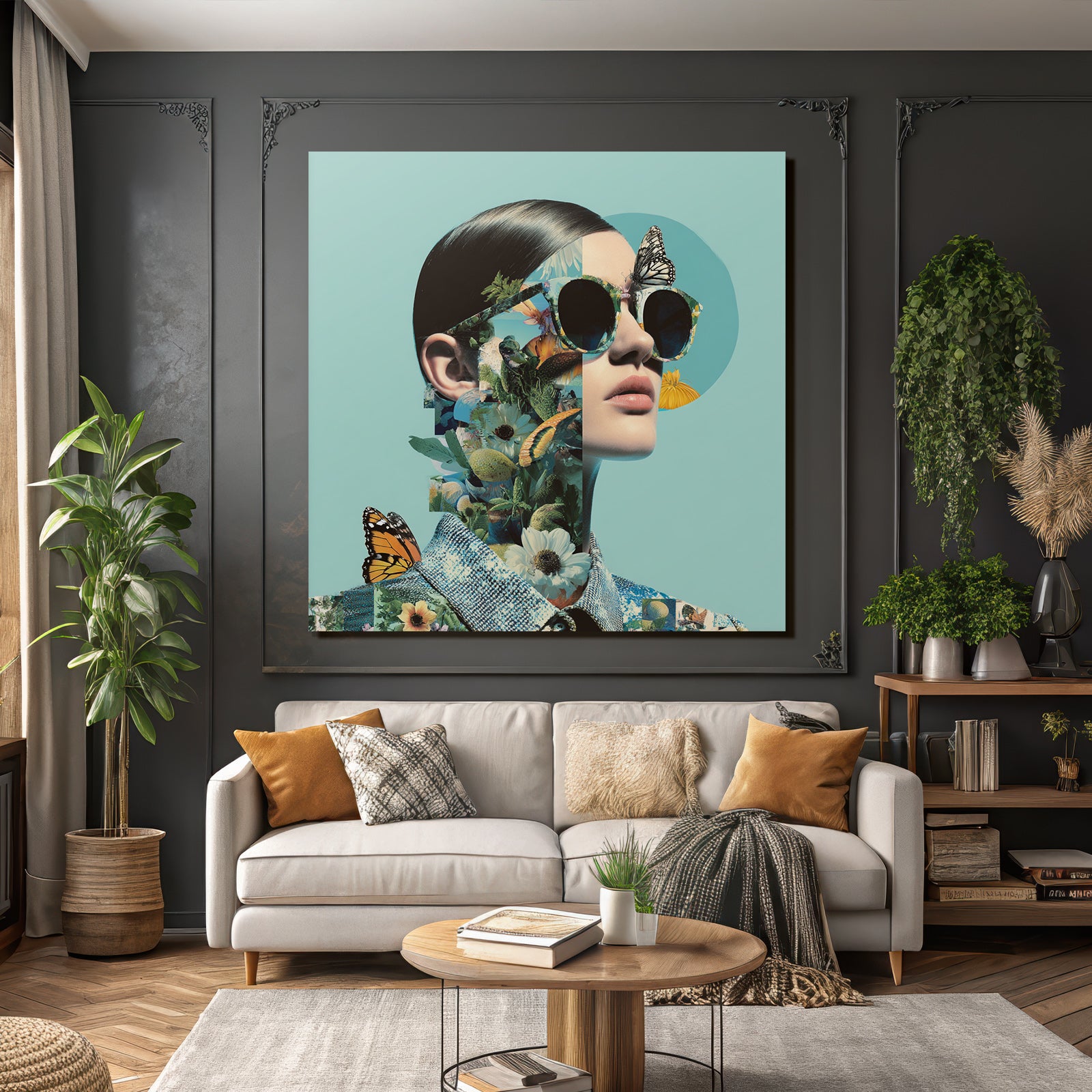 Kreatives Portraet Mit Blumen Und Naturmotiven