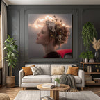 Kreatives Portrait Frau Blumen Frisur Fantasy Steampunk Himmel Auto