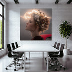Kreatives Portrait Frau Blumen Frisur Fantasy Steampunk Himmel Auto