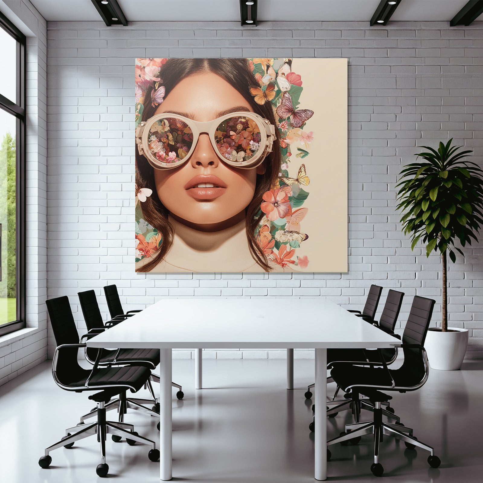 Nahaufnahme Sonnenbrille Blumen Schmetterlinge Modisch Frisch