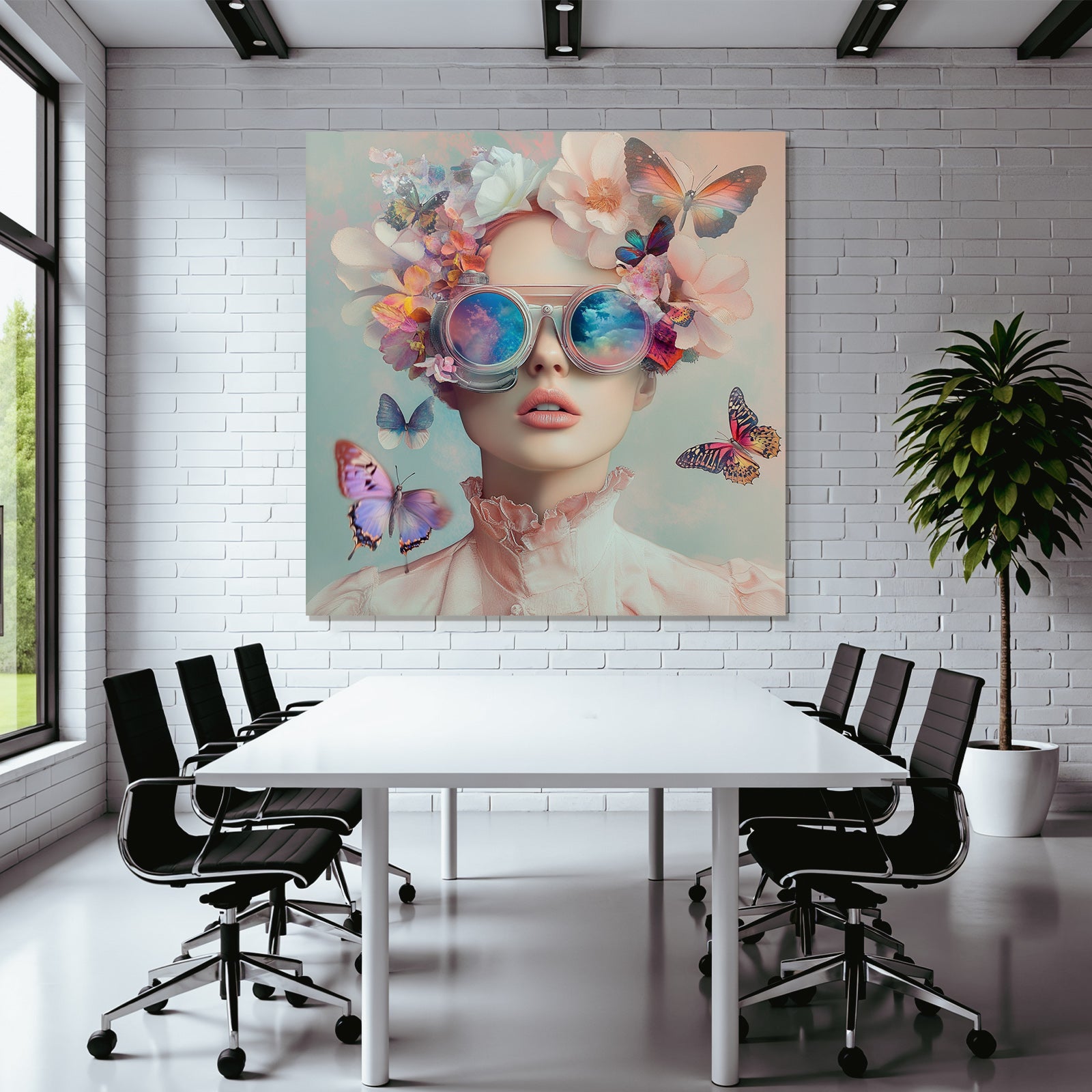 Oversized Sonnenbrille Mit Blumen Und Schmetterlingen Traeumende Aesthetik