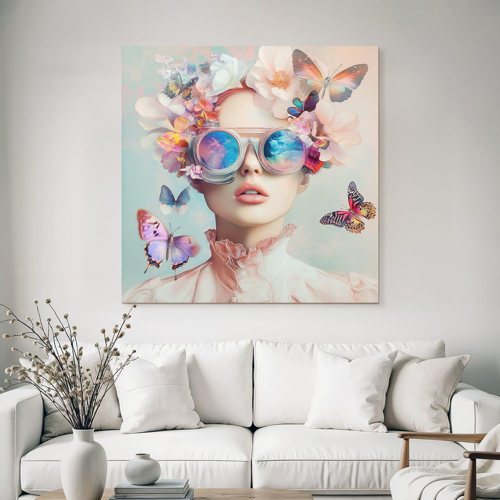 Oversized Sonnenbrille Mit Blumen Und Schmetterlingen Traeumende Aesthetik