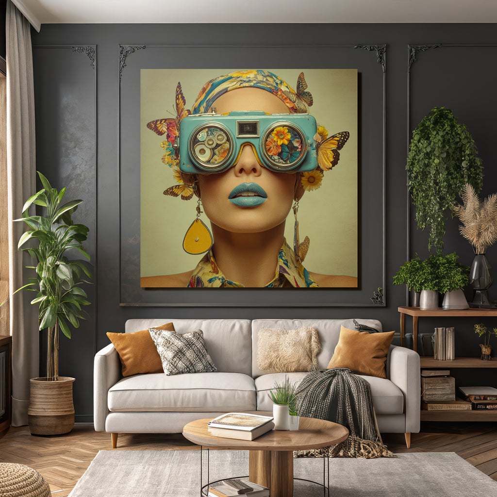 Person Mit Kreativen Blumenbrillen Und Aesthetischer Mode