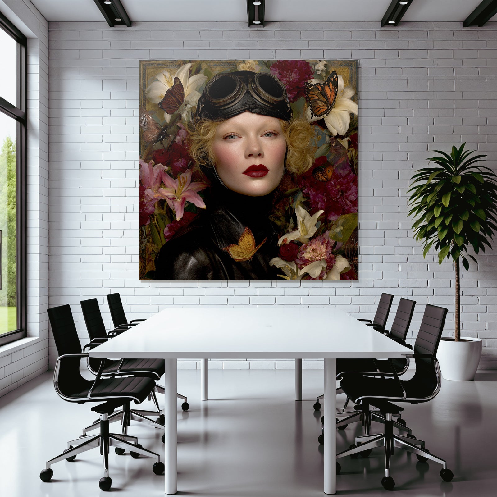 Personen Mit Blumen Und Butterflies In Leder Outfit