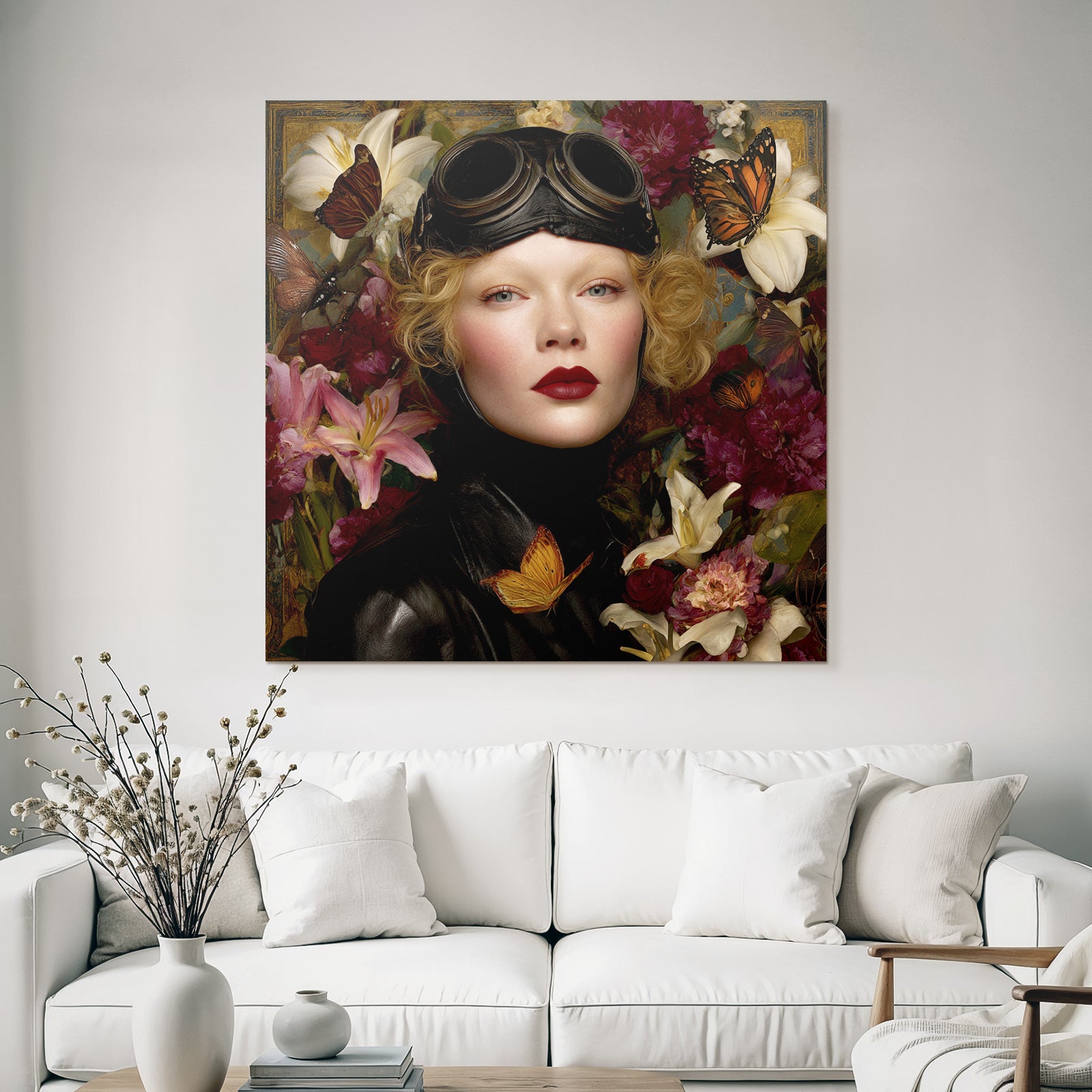 Personen Mit Blumen Und Butterflies In Leder Outfit