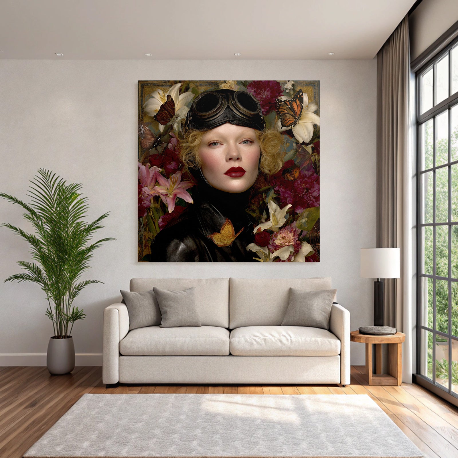Personen Mit Blumen Und Butterflies In Leder Outfit
