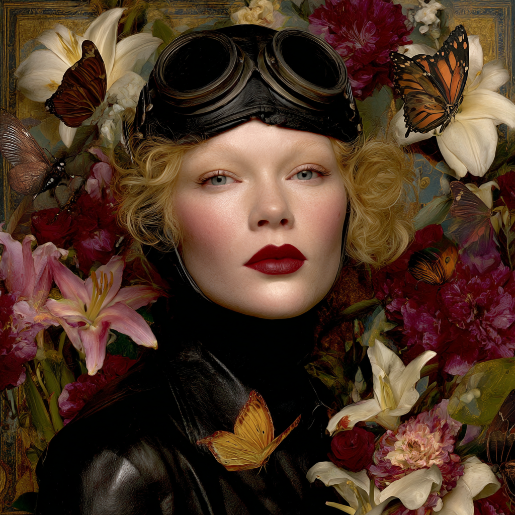Personen Mit Blumen Und Butterflies In Leder Outfit | Digital Art | Kunstgattungen