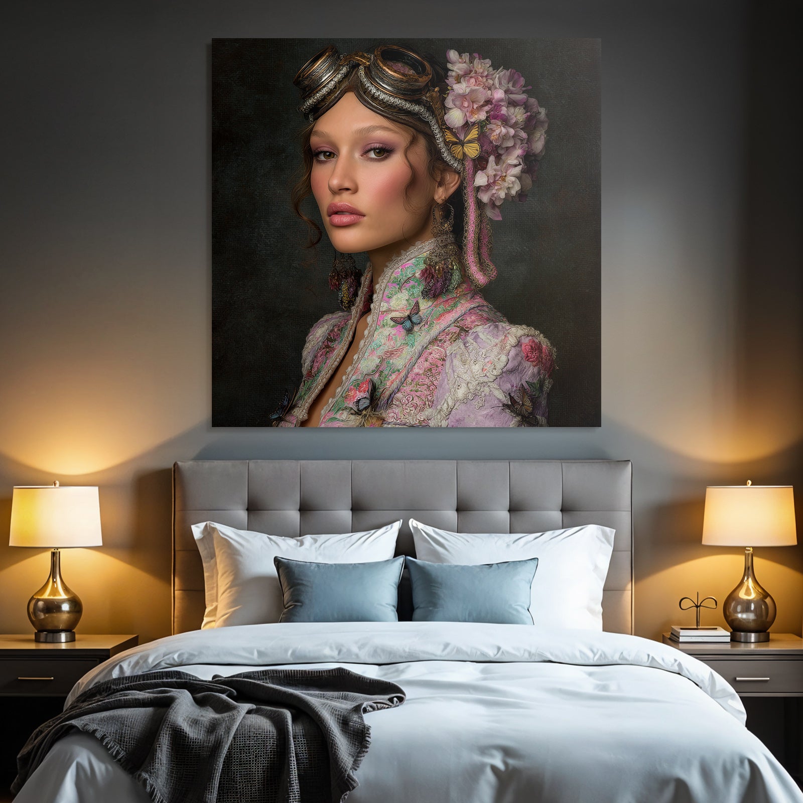 Portraet Der Frau Mit Accessoires Und Flora Und Fauna
