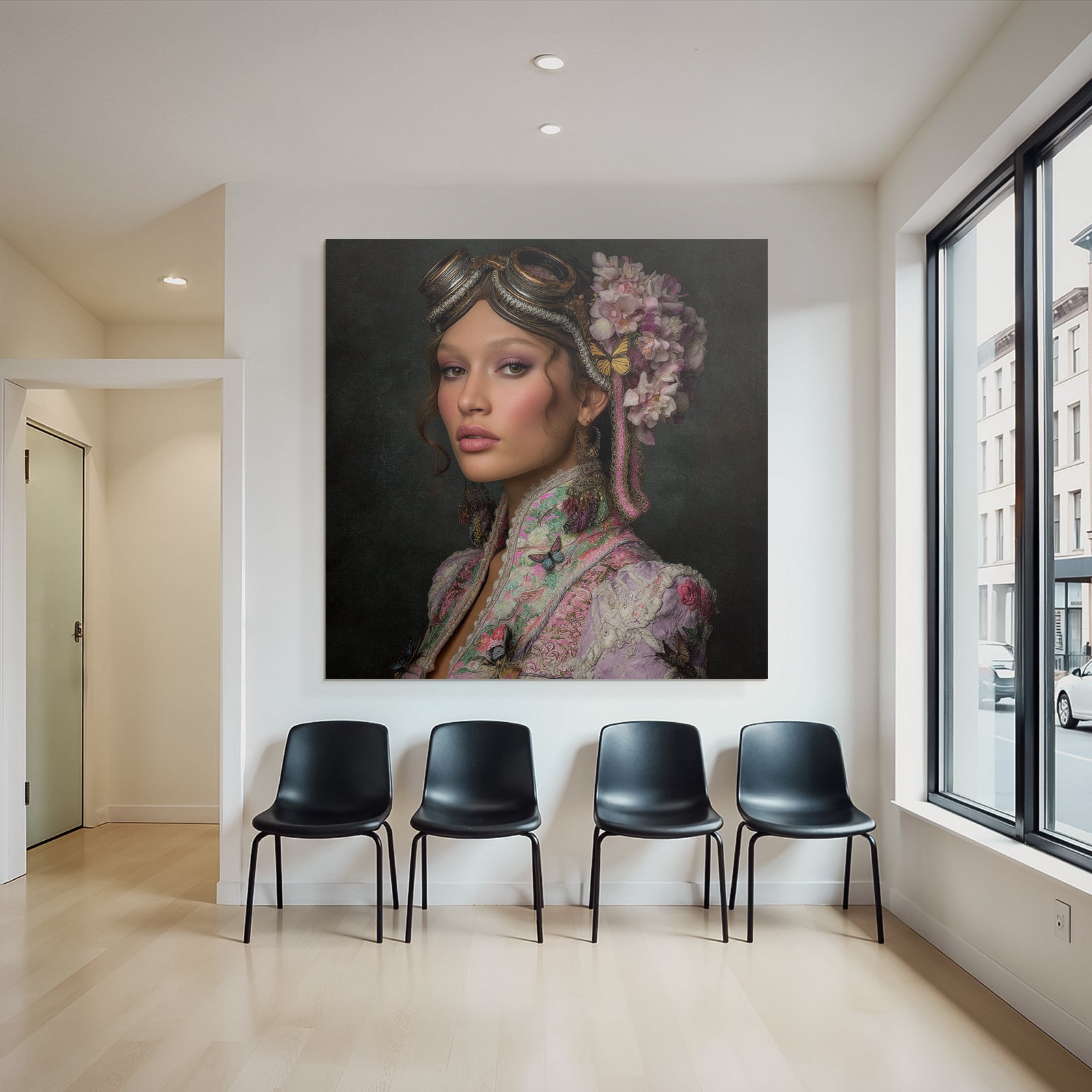 Portraet Der Frau Mit Accessoires Und Flora Und Fauna