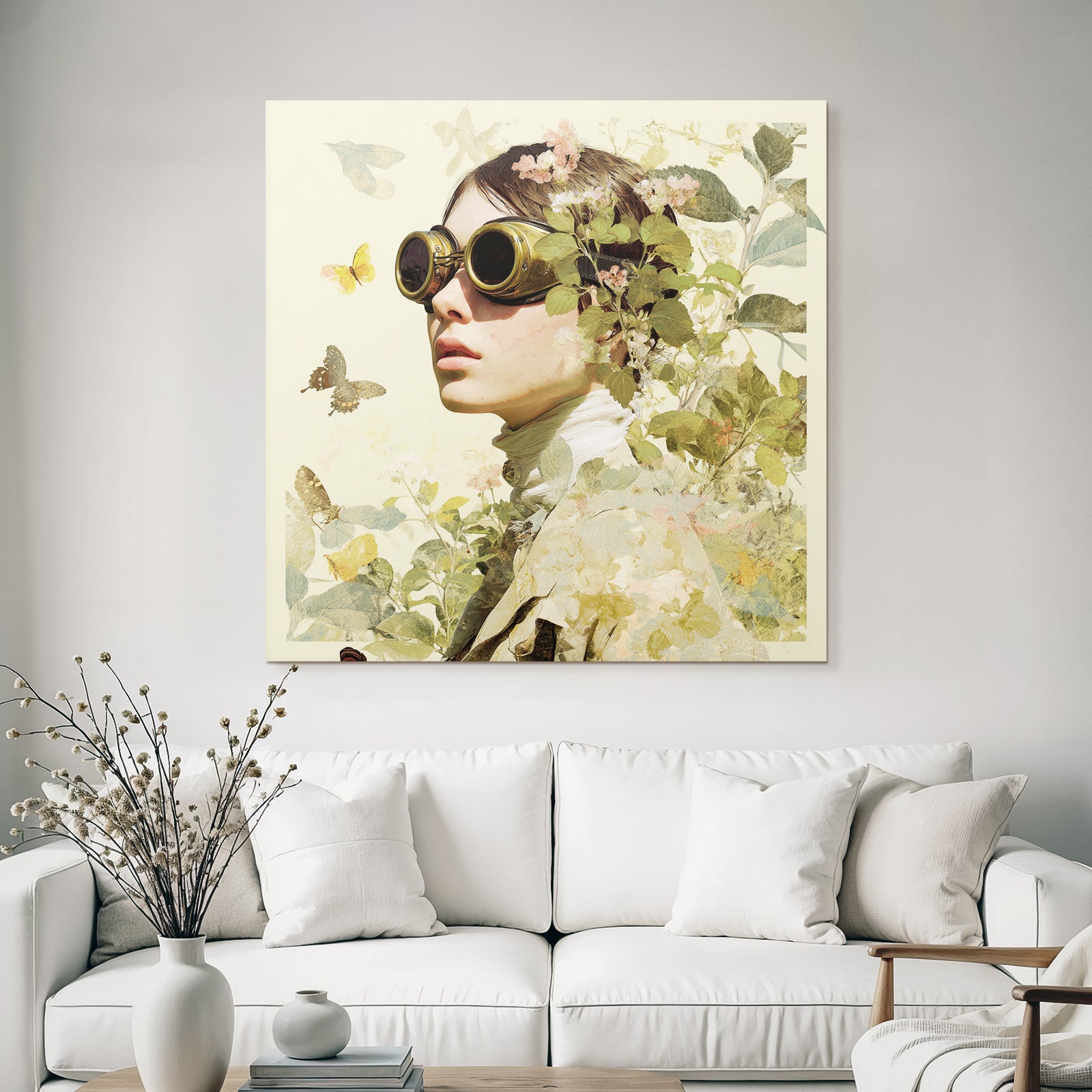Steampunk Goggles Blumen Und Schmetterlinge Fantasy Kunst