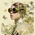 Steampunk Goggles Blumen Und Schmetterlinge Fantasy Kunst | Digital Art | Kunstgattungen