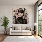 Stylisches Portrait Mit Goggles Und Blumen Und Schmetterlingen
