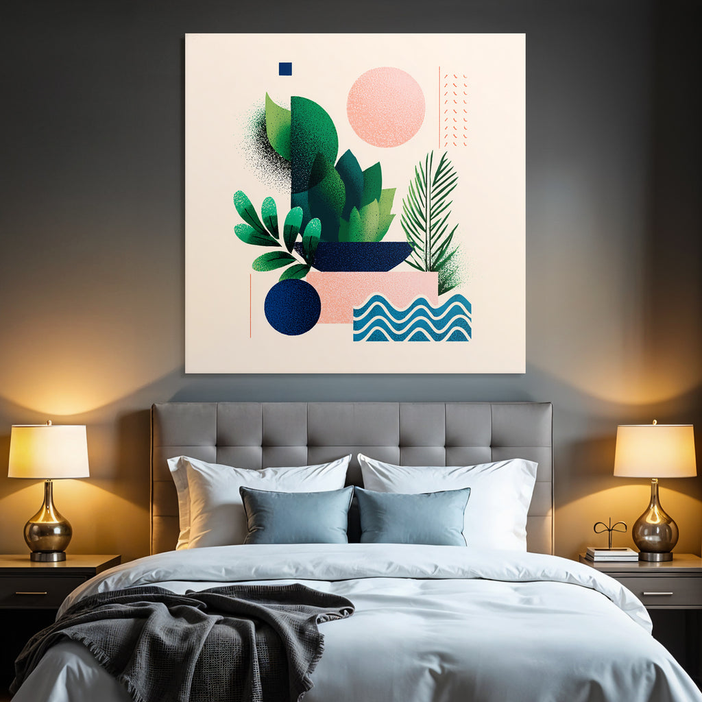 Stylisierte Abstrakte Illustration Geometrische Formen Pflanzen Muster