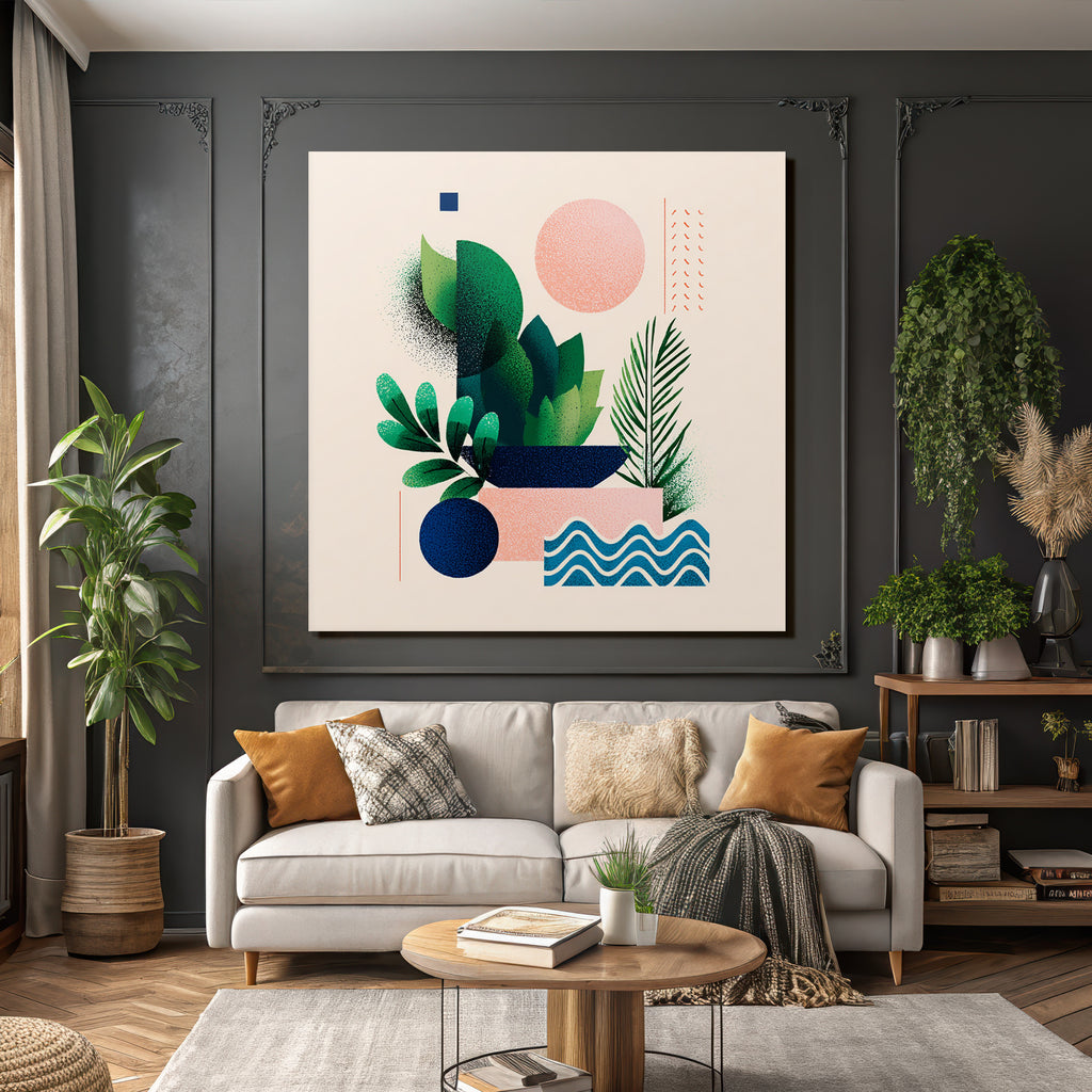 Stylisierte Abstrakte Illustration Geometrische Formen Pflanzen Muster